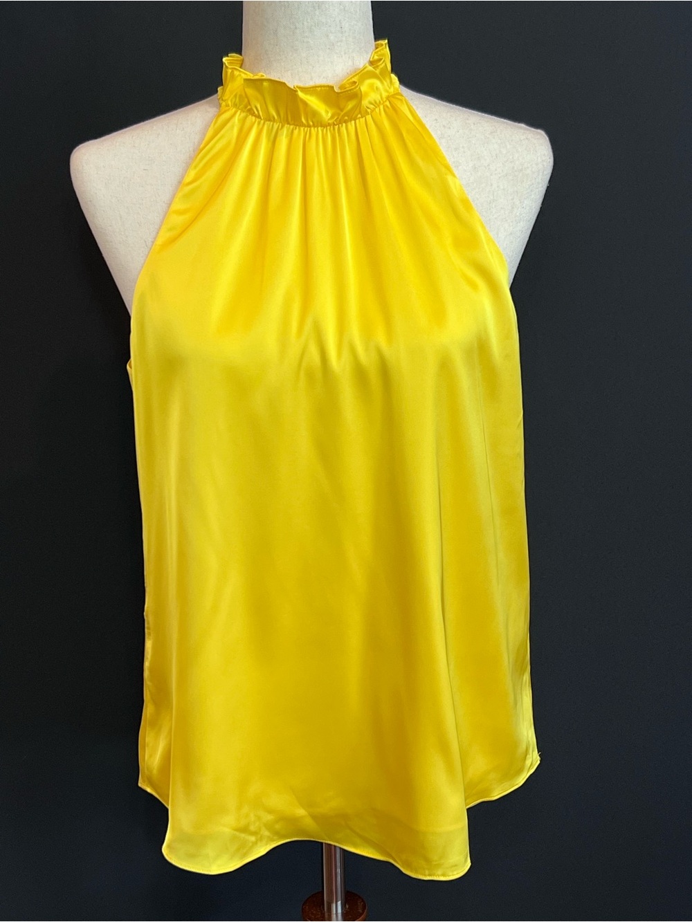 White House Black Market Yellow Satin Halter Neck Cami
